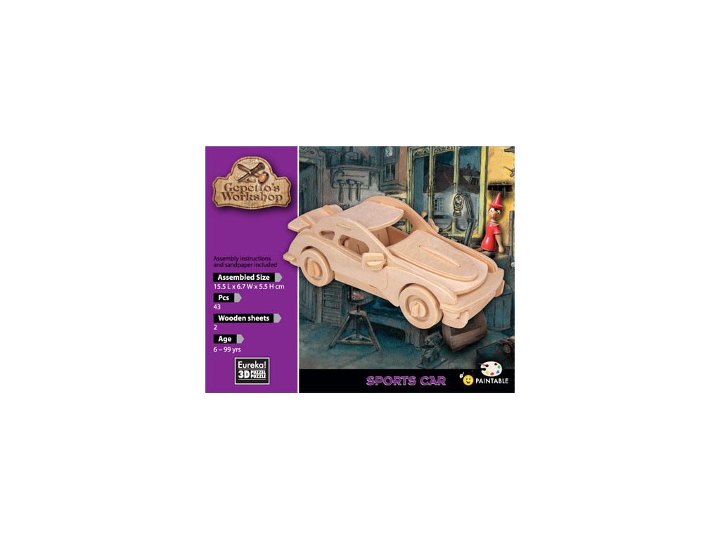 3d Holzpuzzle Gepetto`s Sports Car (Sportwagen)