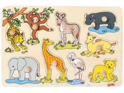 Knobelspiel/Geduldspiel Kinderpuzzle Steckpuzzle Afrikanische Tierkinder